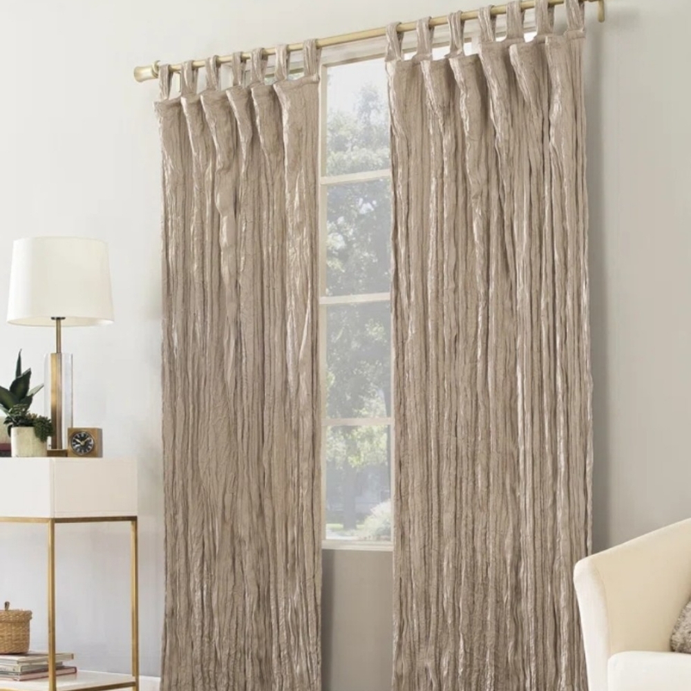 Four (4) Panels Fernandes Distressed Velvet Semi-Sheer Tab Top Curtains
